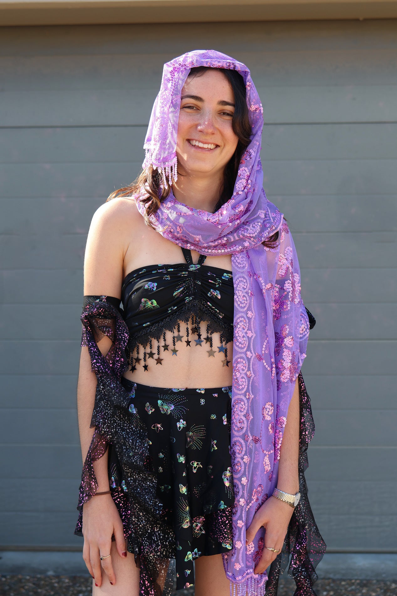 Purple Sequin Pashmina