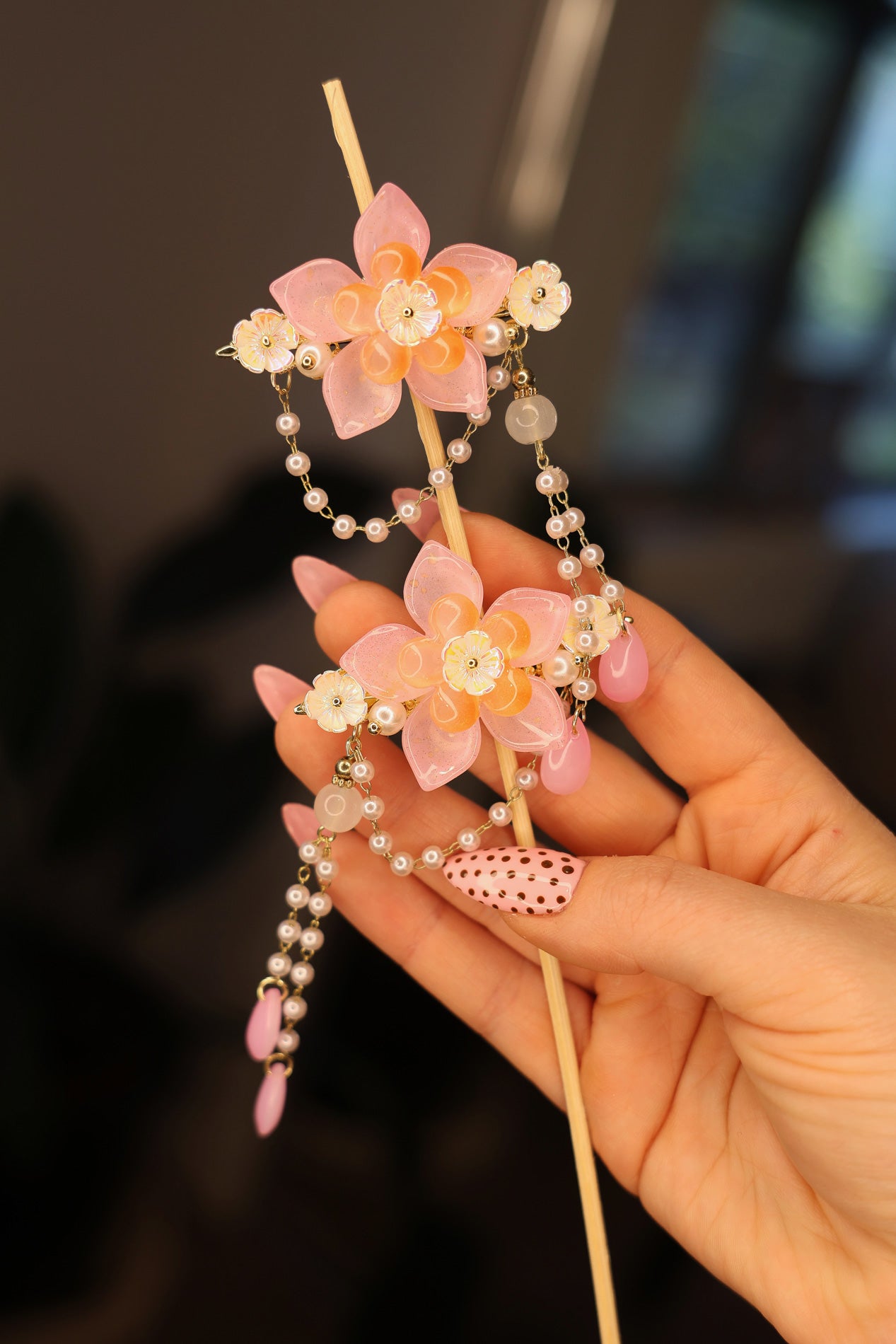 Pink Floral Hair / Boots Clips - 2pk