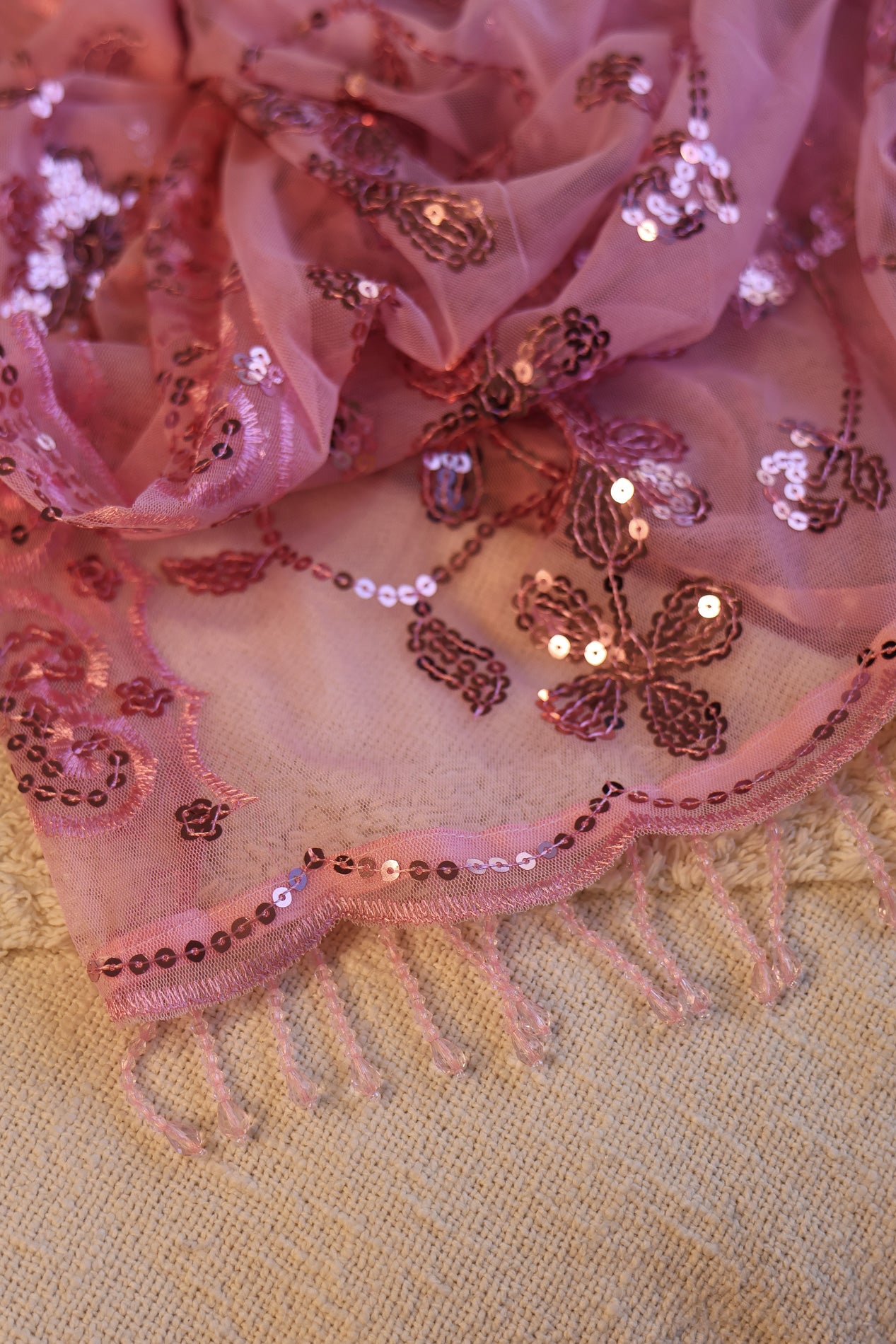 Pink Sequin Pashmina