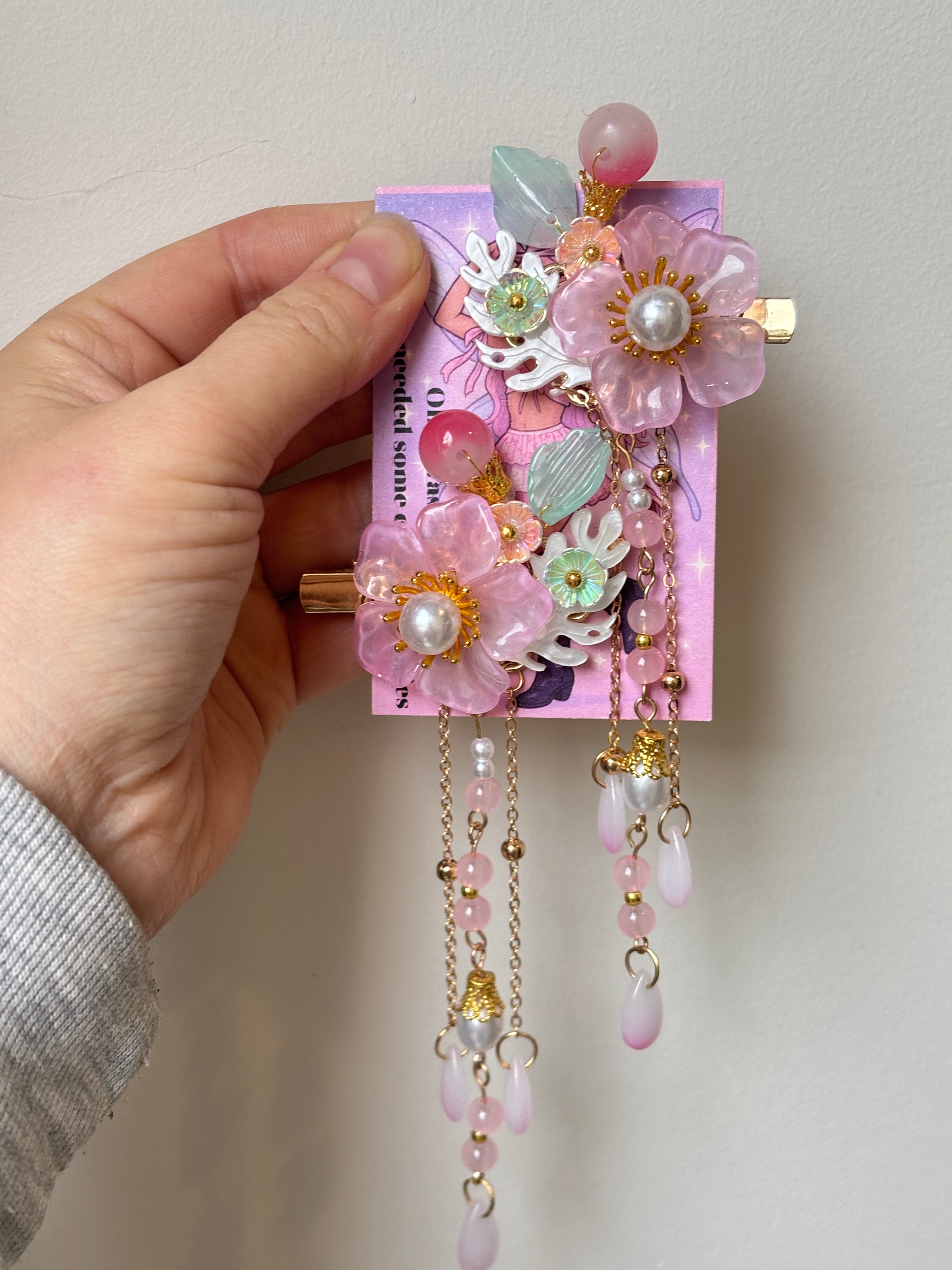 Pink Floral Hair / Boots Clips - 2pk