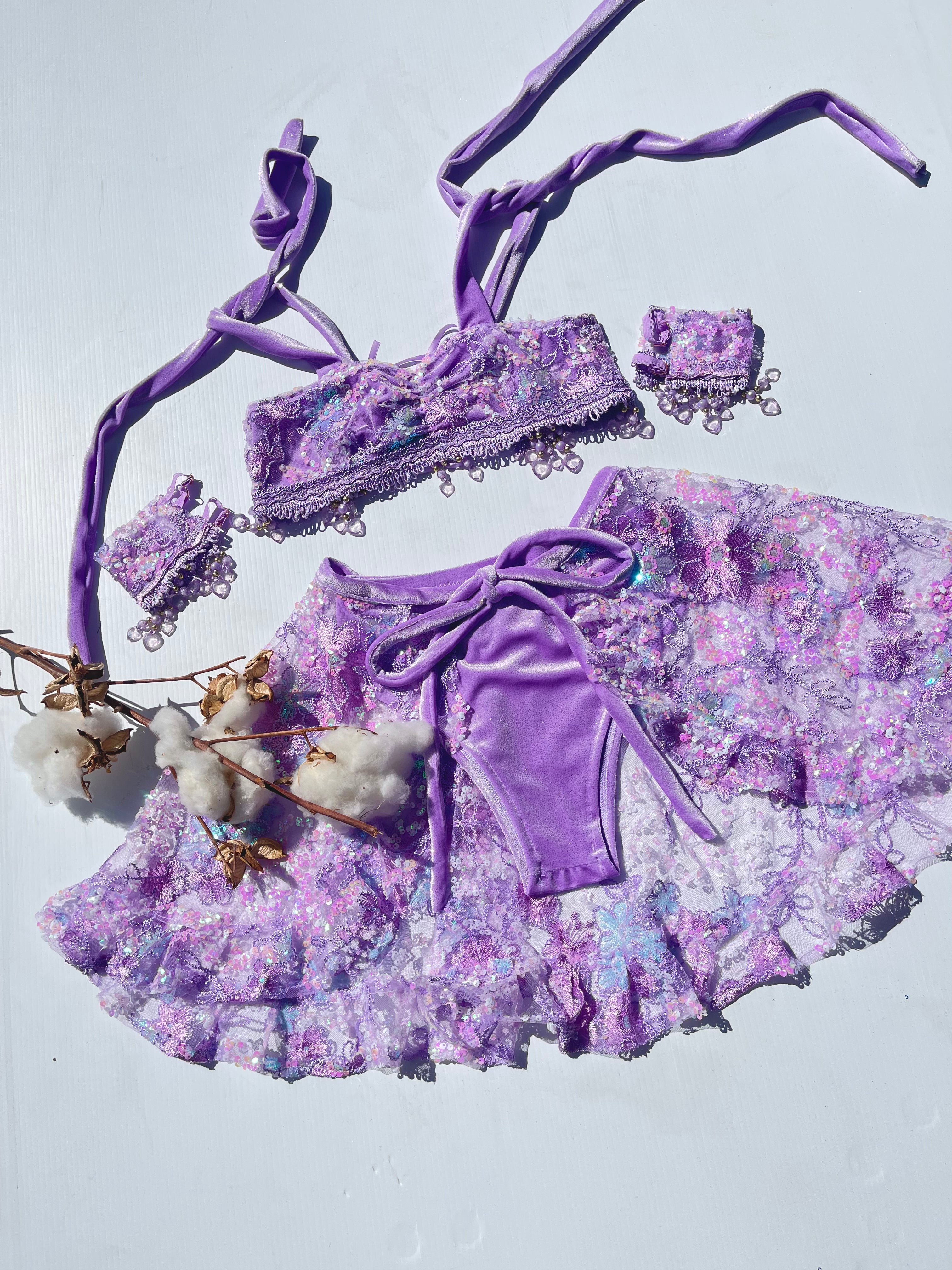 Create Your Own - Lace up crop, beaded sleeves, Wrap skirt and bloomers