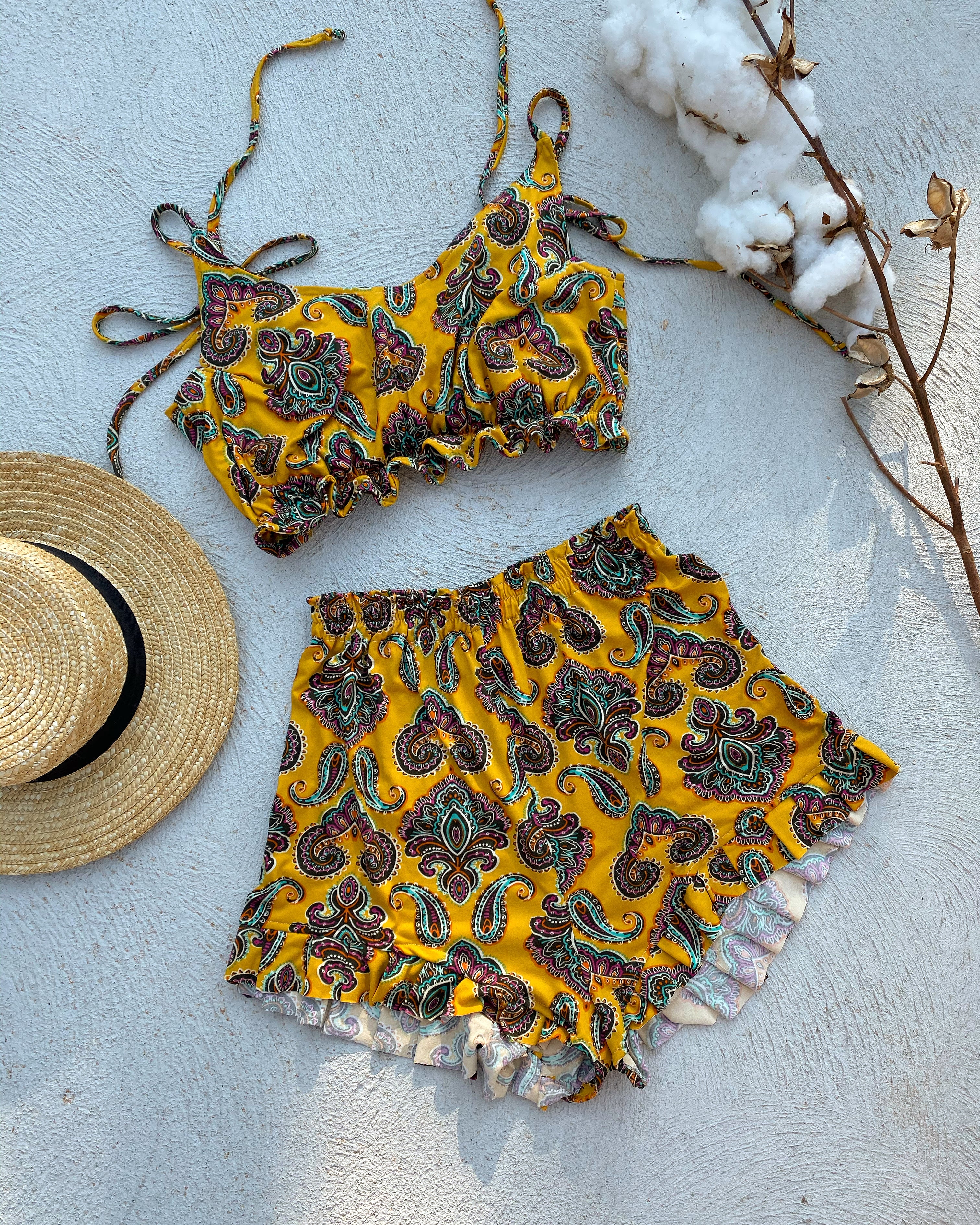 Create Your Own - Flare Shorts and Frill Crop Set