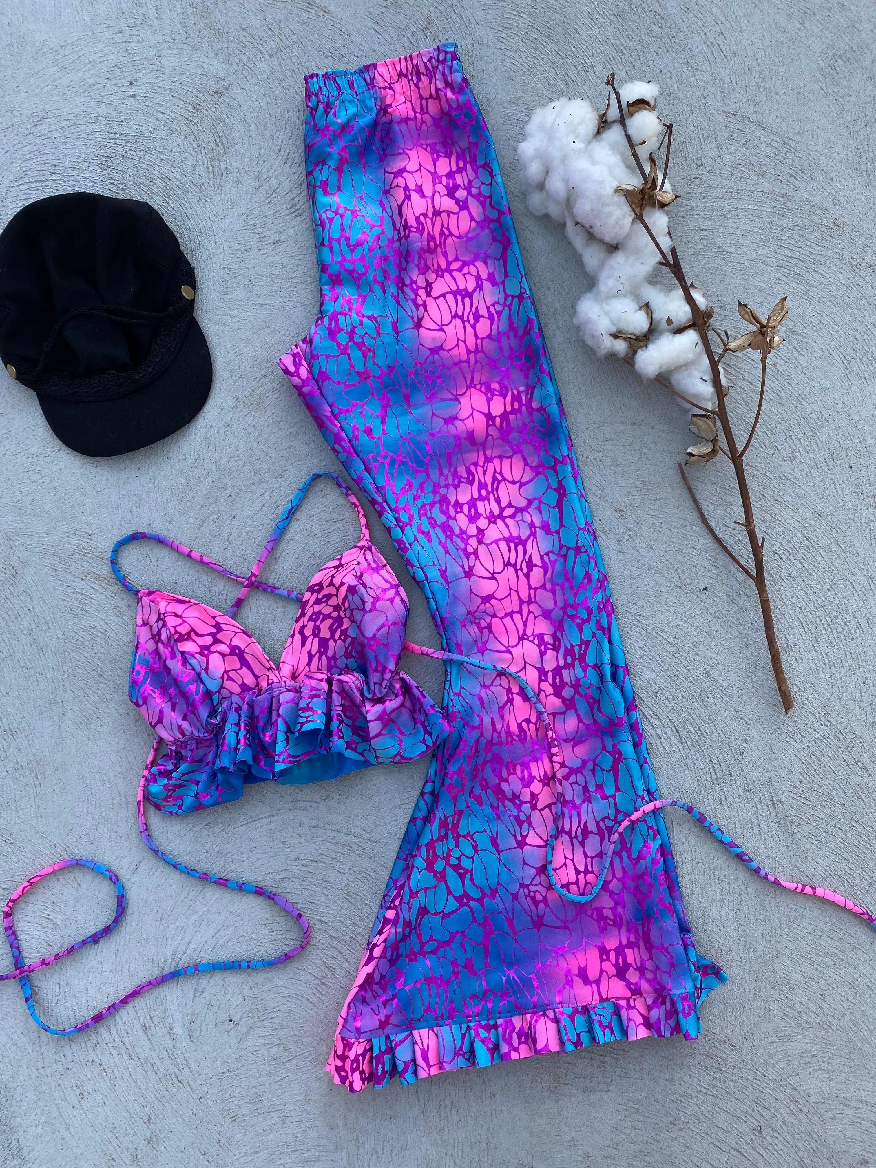 Create Your Own - Stretch Flares and Lace Up Bralette Set