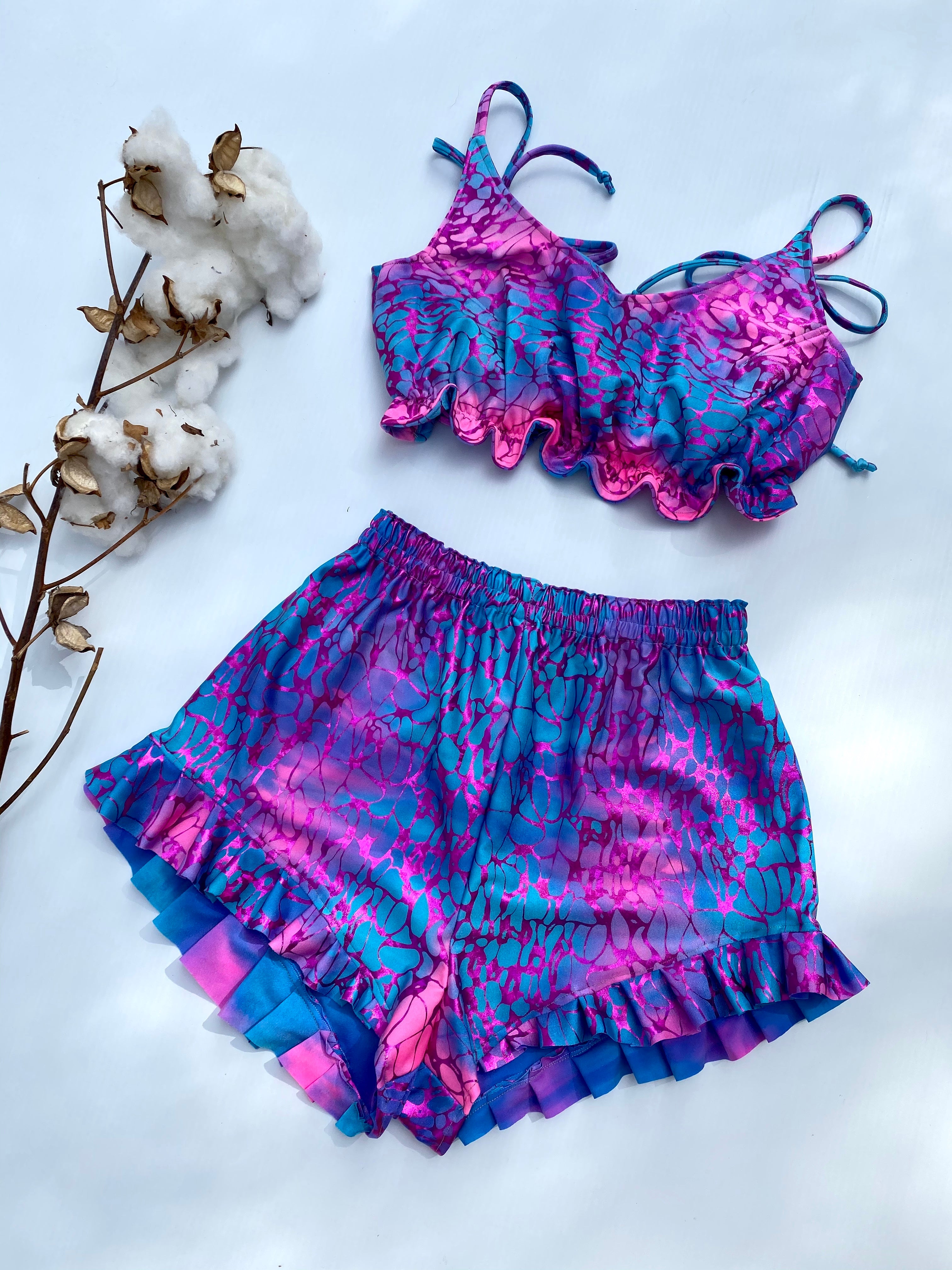 Create Your Own - Flare Shorts and Frill Crop Set