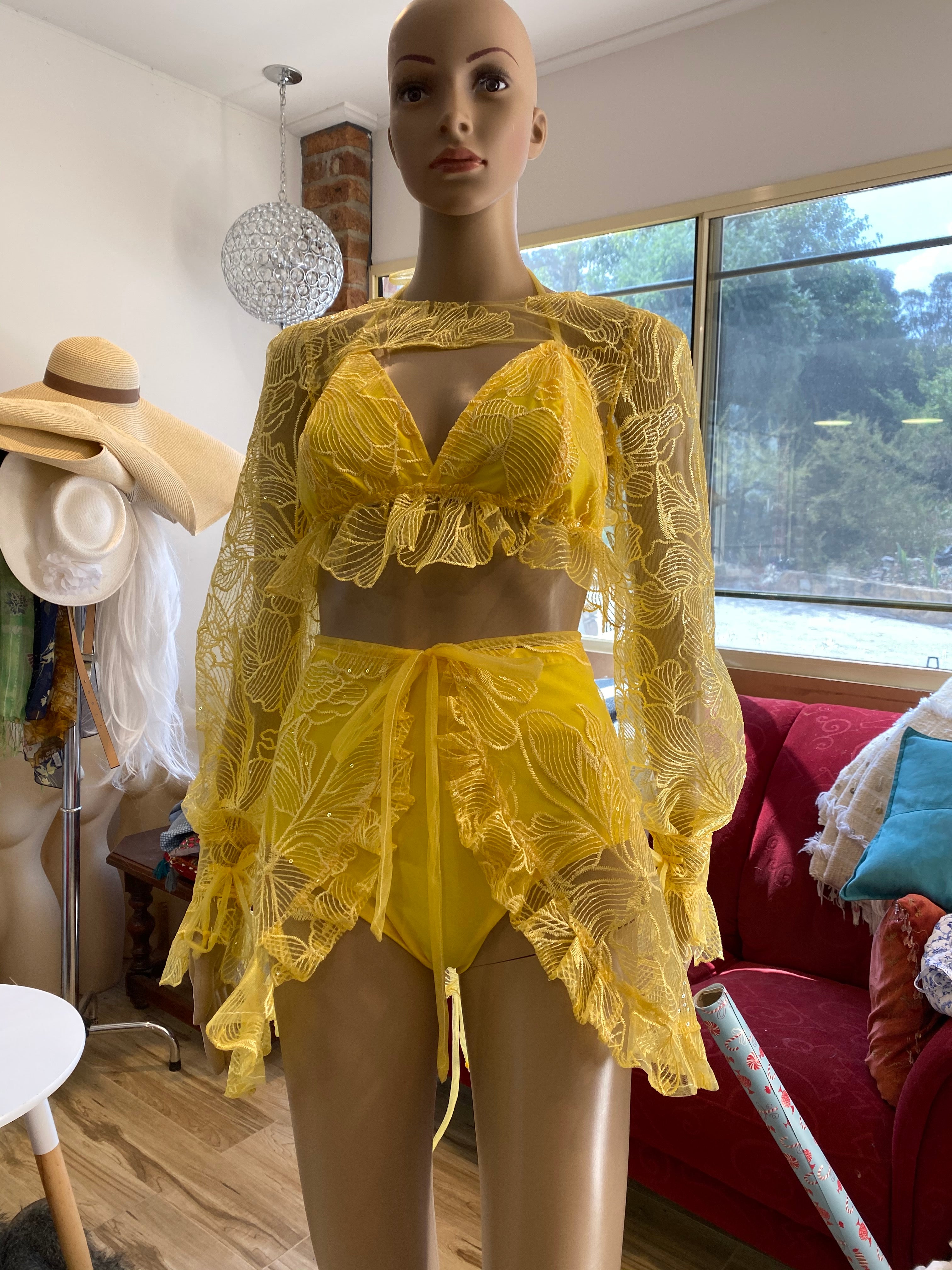 Create Your Own - Lace up Bralette, Wrap Skirt and Bloomers Set