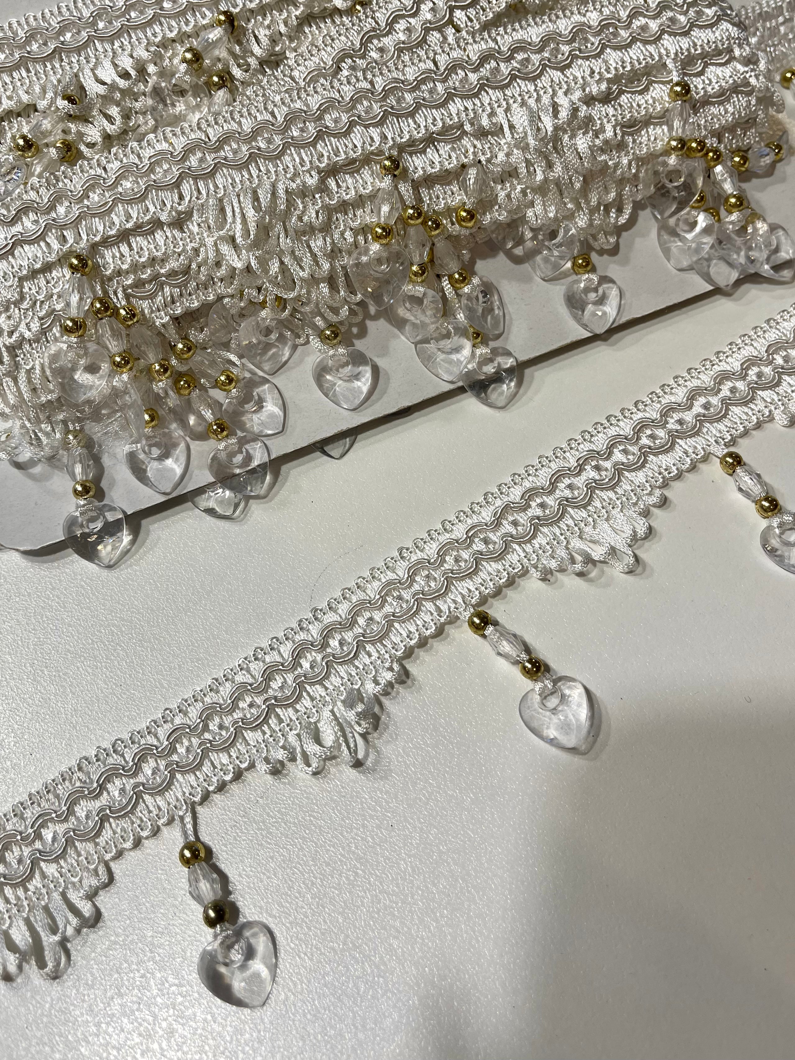 White Heart Tassel Trim