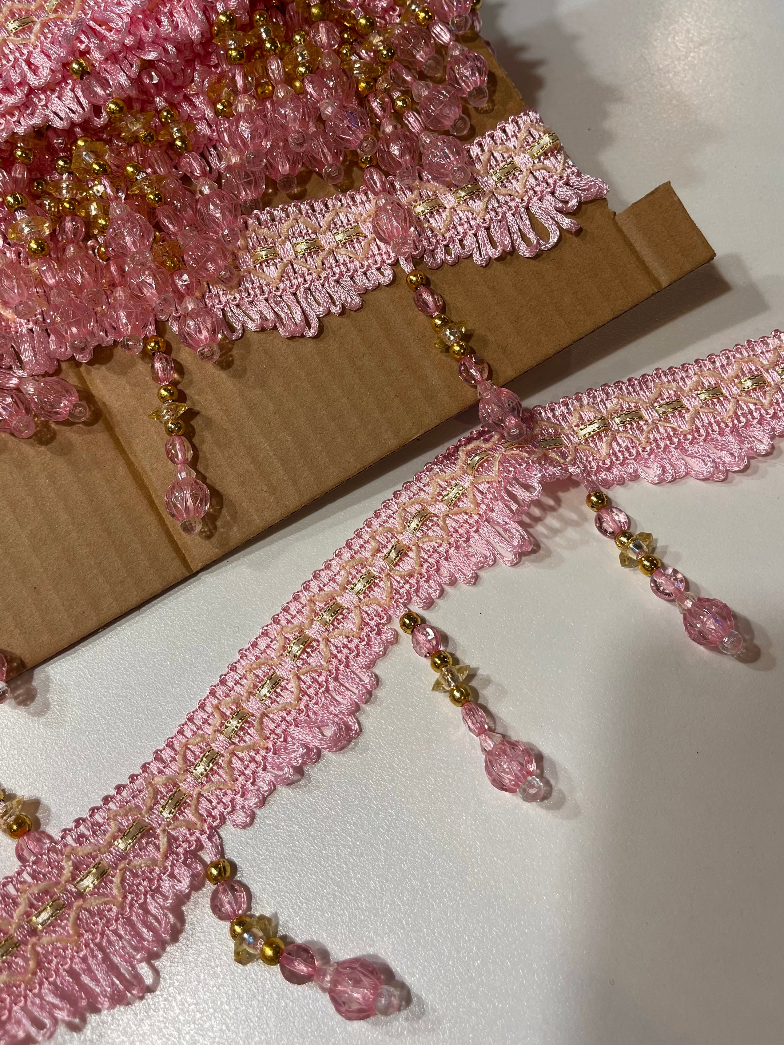 Pink Crystal Tassel Trim