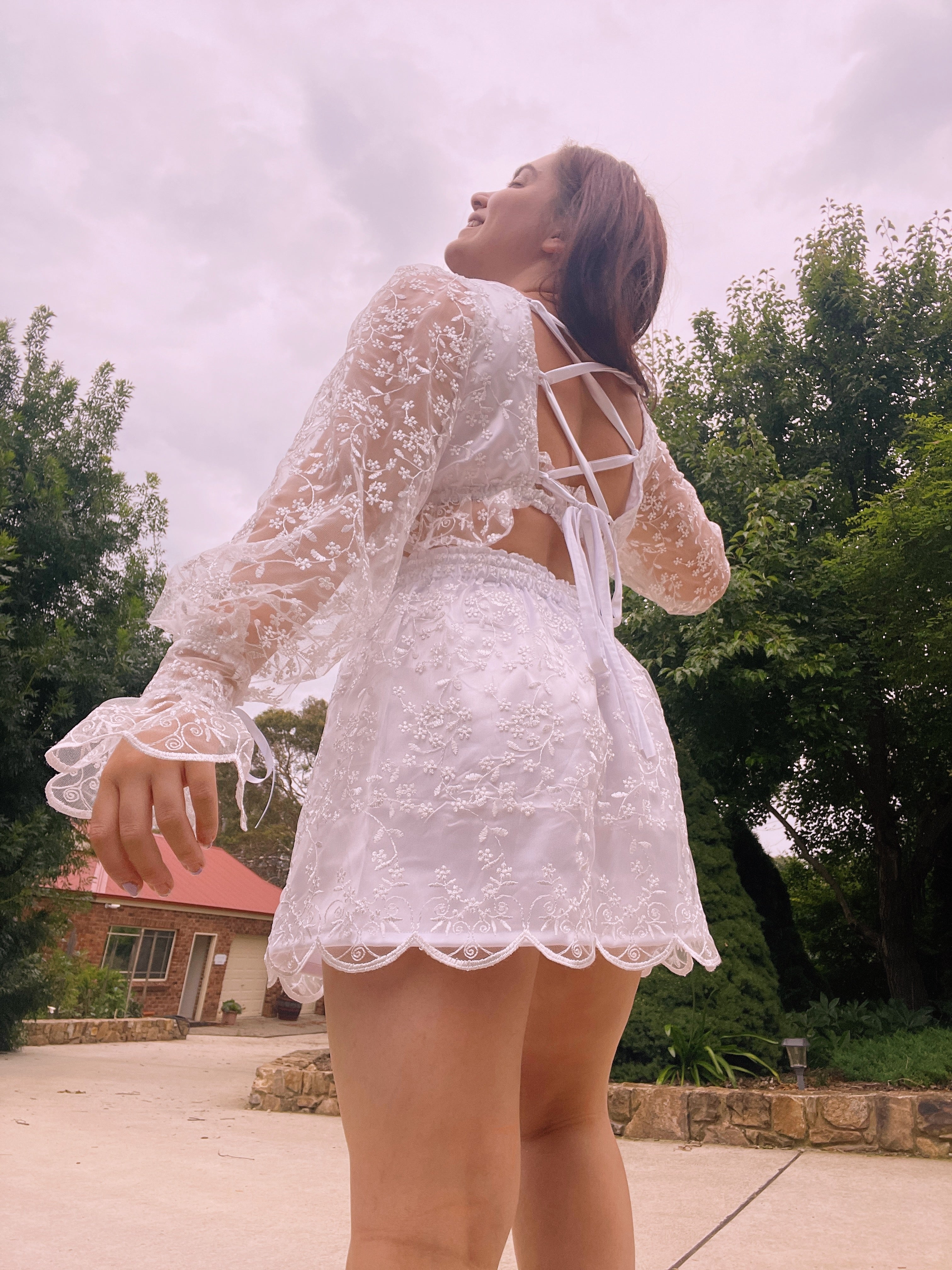 Create Your Own - Long Sleeve Frill Top and Elastic Split Skirt