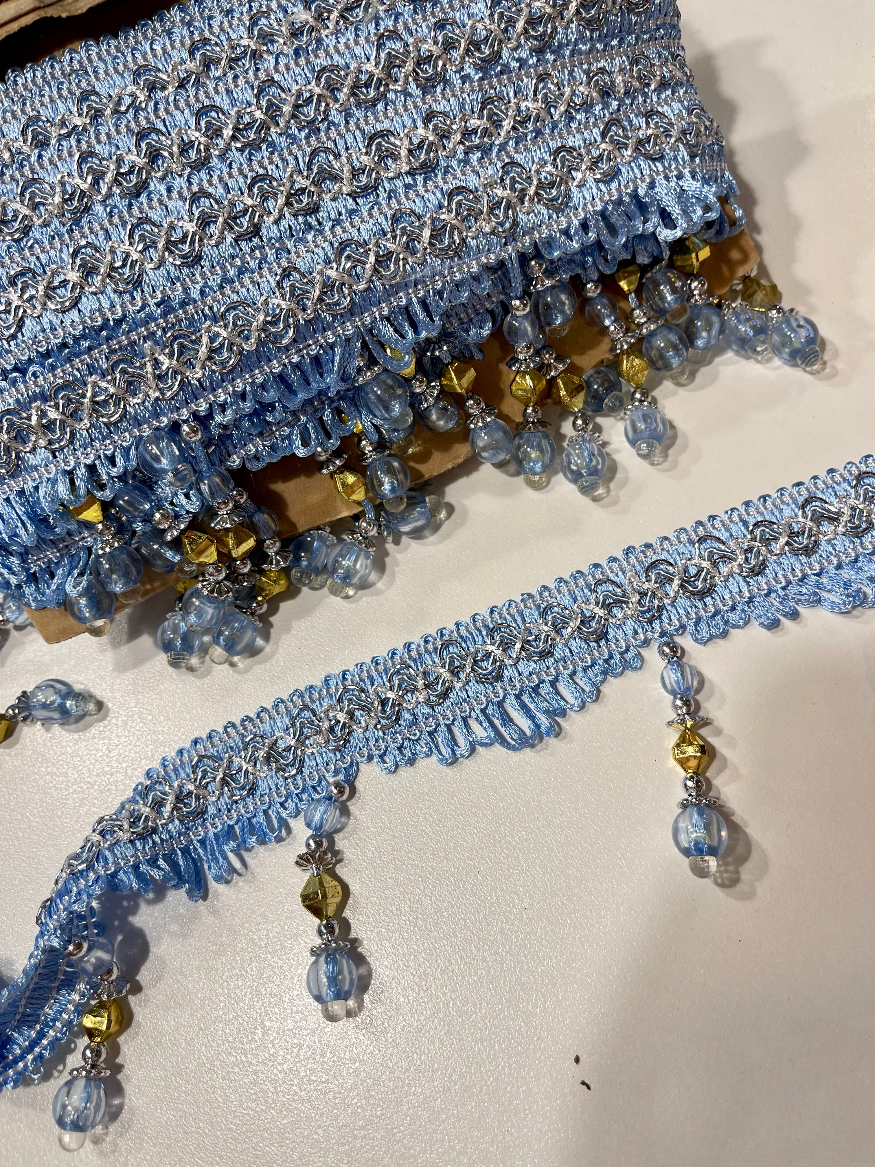 Blue Crystal Tassel Trim