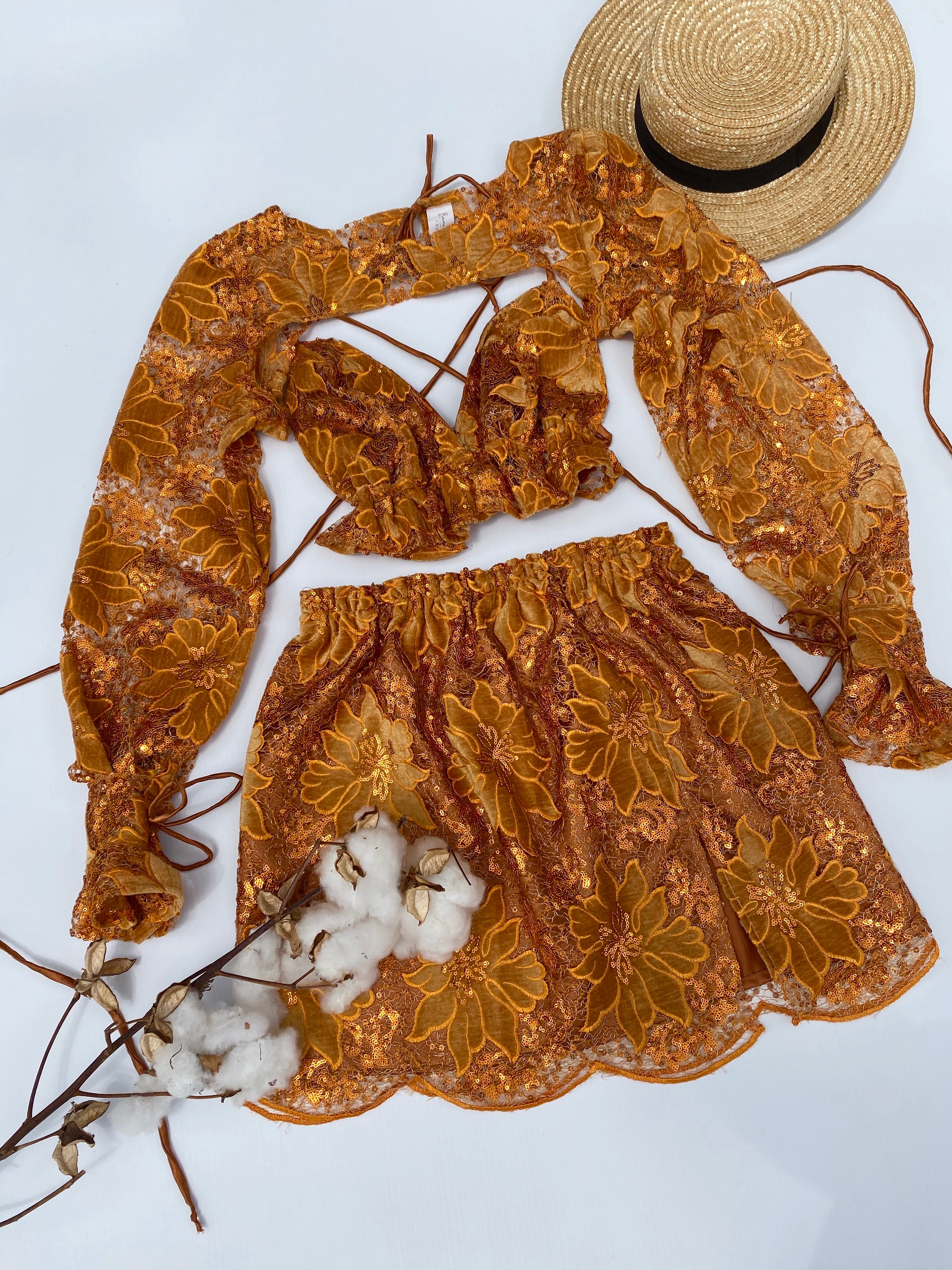 Create Your Own - Laura Lace Set and Elastic Waist Skirt With Split