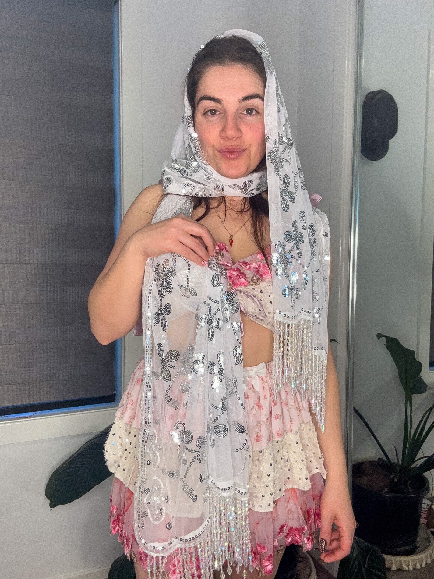 White Sequin Pashmina - One Of A Kind