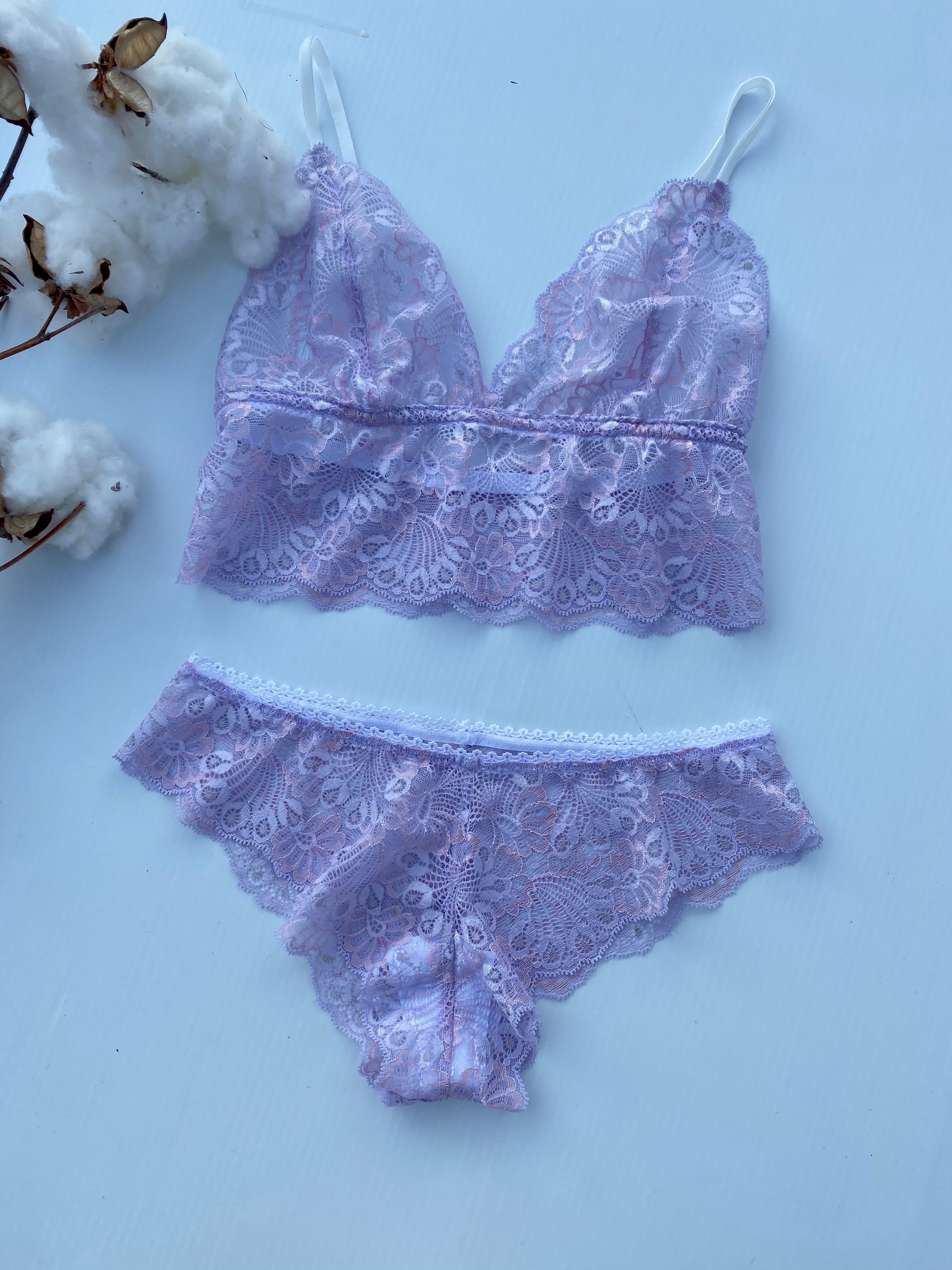 Lilac Dreamer Stretch Longline and Underwear Set